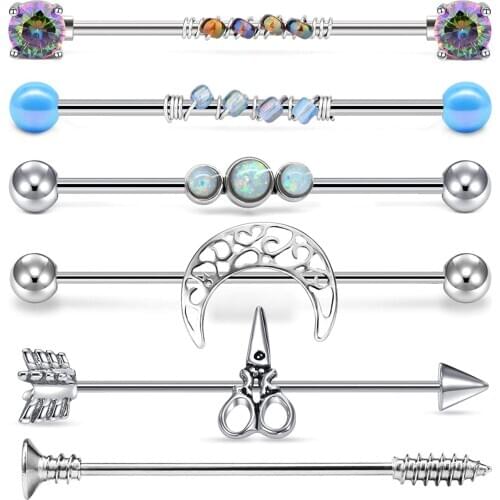 Surgical Stainless Steel Industrial Barbell 14G Industrial Earrings Piercing 38mm 1&1/2 Inch Industrial Piercing Bar