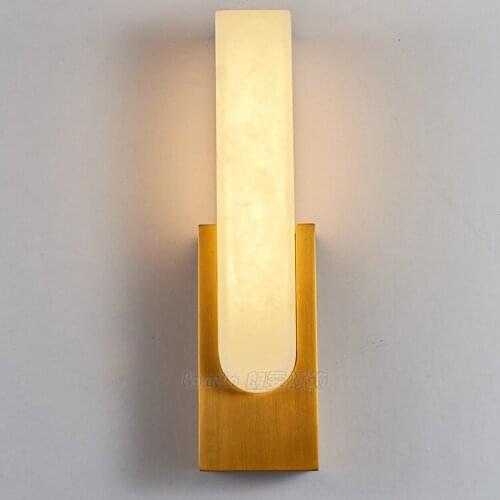 Nordic post-modern marble wall lamp creative study teahouse aisle bedroom bedside lamp living room luxury American wall light