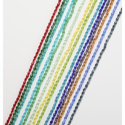 1 Strand 3x5mm Colorful Rice Drop Shape Faceted Glass Beads for Jewelry Making Jewelry Diy Beads Wholesale Jewelry