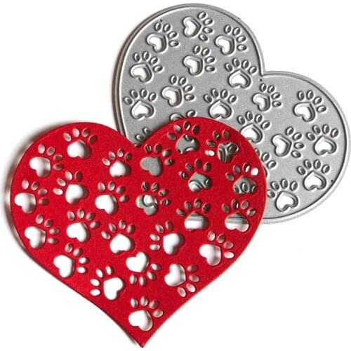 Heart Dog Paw Metal Cutting Dies for Card Making, Die Cuts Metal Cutting Dies Embossing Dies for Scrapbooking DIY Album Paper C