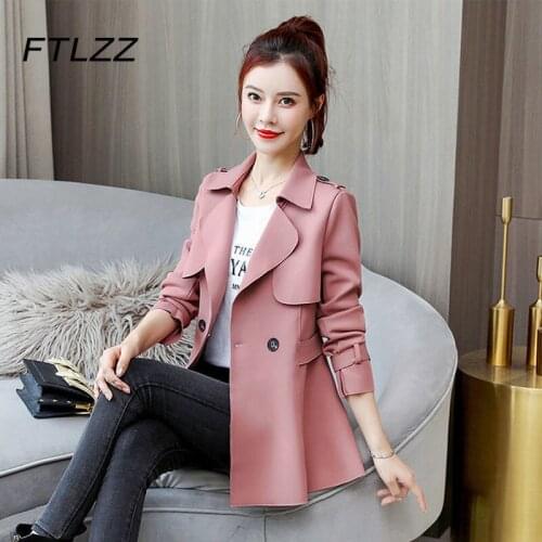 New Women Short Trench Coat Fashion Korean Turn Down Collar Single Button Elegant Khaki Windbreaker Fashion Woman Outwear