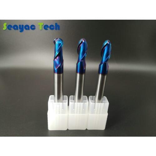 Solid Carbide Tungsten carbide endmill HRC65 Nano-TiAlN+Co coated ball nose end mill cutter/ ball milling cutters