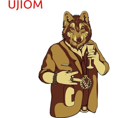 UJIOM Cartoon Drinking Sophisticated Wolf Wallstickers Room Decor Sticker Home Decoration Livingroom Wallpaper Art PVC Decals