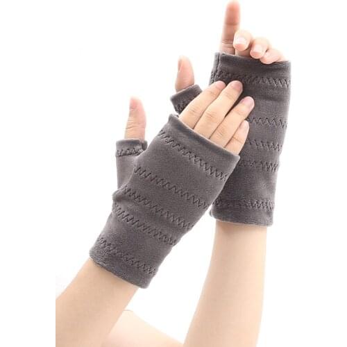 Unisex winter half-finger warm gloves thickened and velvet high elasticity driving and riding scar tattoo office writing