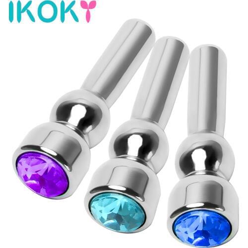 IKOKY Diamond Penis Plug Male Chastity Device Urethral Dilators Catheters Sounds Stainless Steel Sex Toys for Men Masturbator