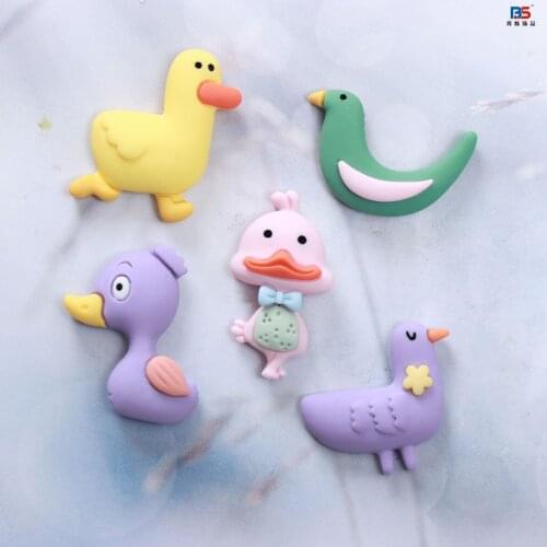 10Pcs Resin Cabochon Flatback Cartoon Duck Fit Phone Deco Parts Embellishments for Scrapbooking DIY Hair Bows Center Accessories