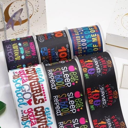 10 Yards 3inch 75mm 100 Days Printed Ribbon For Hair Bows DIY Crafts Handmade Accessories 50320
