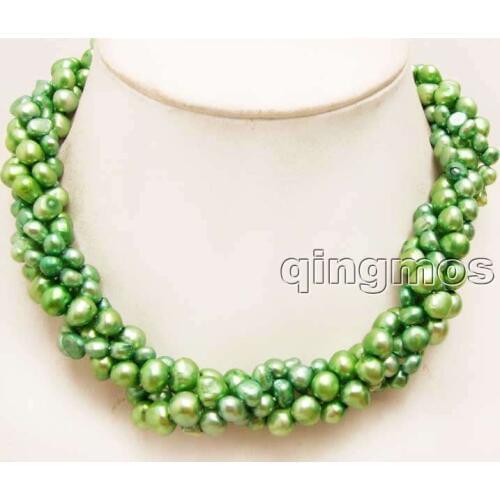 2 strands single Green 6-9mm Baroque pearl 40" necklaces combination 18" set necklace-nec6288 wholesale/retail Free shipping