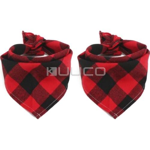 2pcs/set Dog Bandanas Triangle Plaid Printing Dog Kerchief Set Dog Bandana Bibs Scarf Accessories for Small to Medium Dogs Cats