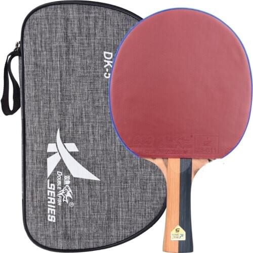 7-Plys Wood Double Fish DK5 Carbon Fiber Table Tennis Racket Pingpong Paddles Racquet Bat Flared Handle With Polish Texture Bag