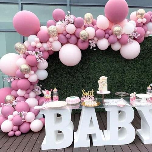 96pcs retro rose suit New pink latex balloon chain Baby children adult birthday party supplies wedding Room decoration baloons