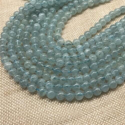 Not Glass Nature Aquamarines Round Bead Not Dyed Stone 100% Really Blue Ocean Color Crystal Good Quality 39-40 CM