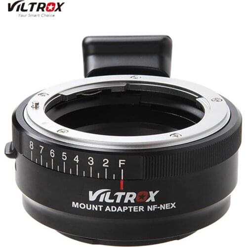 Viltrox NF-NEX Lens Adapter w/ Tripod Mount Aperture Ring for Nikon F AF-S AI G Lens to Sony E Camera A9 A7SII A7RII NEX 7 A6500