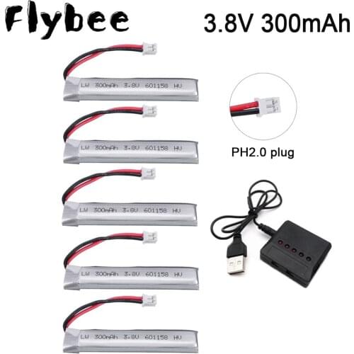HV 4.35V Lipo Battery 3.8V 300mAh 40C/80C 1S PH2.0 Plug Mobula7 Snapper 6 7 65 75 For Tiny whoop
