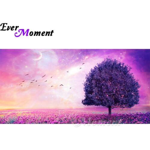 Ever Moment Diamond Painting Purple Tree Landscape Picture Of Rhinestone 5D DIY Square Diamond Embroidery Decoration ASF1081