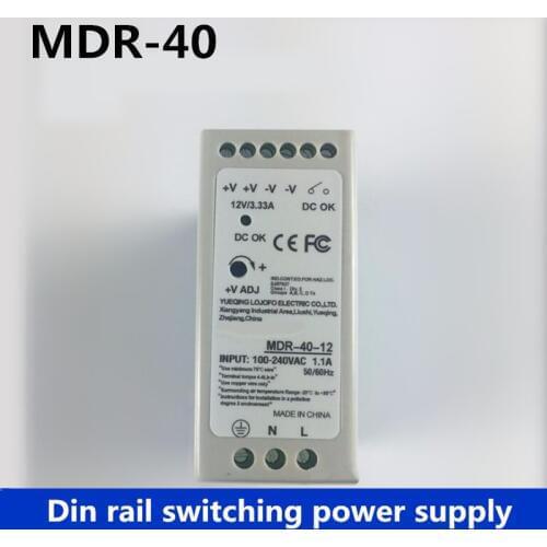MDR-40 Din Rail Power Supply 40W 12V 3.33A, 24v 1.7a Switching Power Supply AC 110v/220v Transformer To DC 12v,ac dc converter