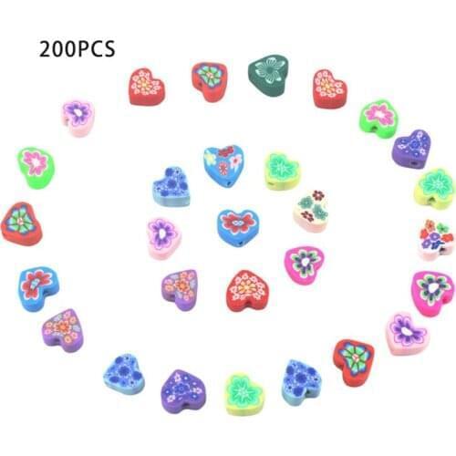 200pcs/Lot 10mm Mixed Colors Flower Fruit Shape Clay Spacer Beads Polymer Clay Beads For Jewelry Making DIY Handmade Accessories