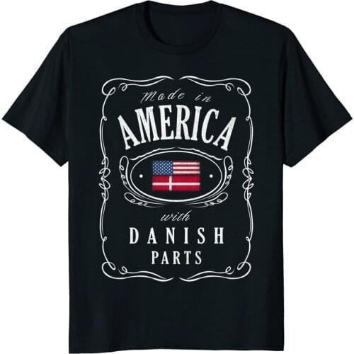 Cotton for MenS Shirts Homme Novelty Tshirt Men Vintage Denmark America T-Shirt Danish American Flaghipster Tshirt