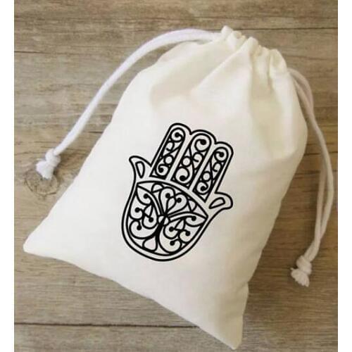 Custom Henna Hamsa Hand wedding Party Survival Hangover Kit jewelry eid muslin Bags Bachelorette hen bridal shower favor packets