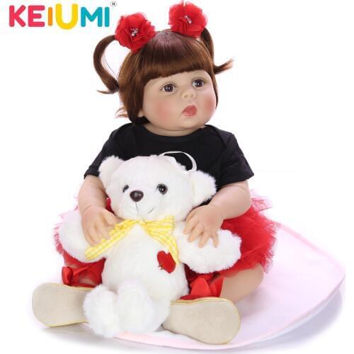 KEIUMI Hot Sale 57 cm Full Silicone Body Reborn Baby Doll Like Real Newborn Girl Princess Babies Doll Bathe Toy Kid Xmas Gifts