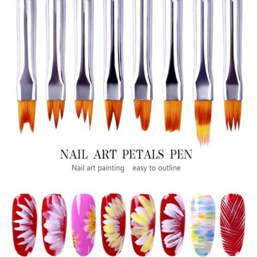 8PC/Set DIY Nail Brush Nail Painting Brush Various Shapes Nail Designs Draw Lines Flowers Patterns Manicure Pen Nail Art Tool