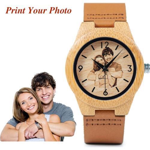 BOBO BIRD Creative Gift Wood Watch Men Women Photos UV Printing on Wooden Watch OEM Customized Gift