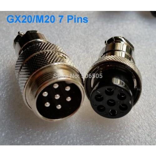 M20 GX20 7Pins 20mm Male and Female Butt joint Connector kit GX20 Socket+Plug Aviation plug interface 2set/lot