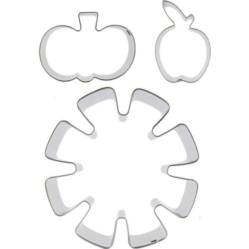 Small pumpkin, Small Apple, Snowflake shaped 3 piece biscuit cutting molds, baking tools, cake decorating soft candy tools