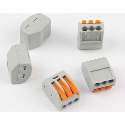 100PCS PCT213 Reusable Spring Crimp Lever Terminal Block Electric Cable Connector Wire 3Pin Terminales Electricos Wire Connector