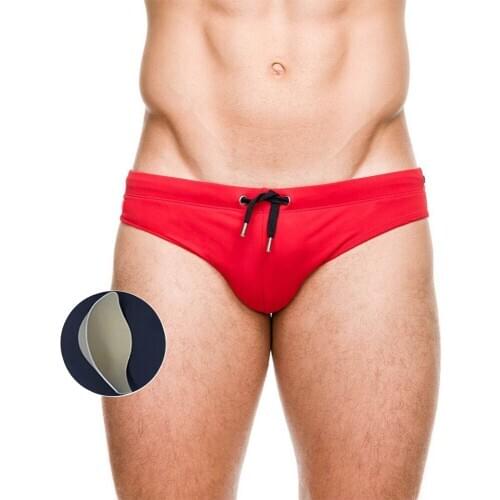 European And American Fashion Sexy Swimming Trunks Men New Solid Color Swimsuit Push Pad Bikini Summer Beach Hot Spring Swimming