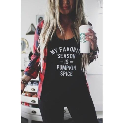 My favorite season is pumpkin spice Tumblr T-Shirt Black Clothing Grunge Tee 90s Pumpkin Harajuku Tops Fashion Aesthetic shirt