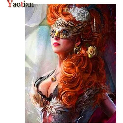 DIY Diamond Embroidery Mask Girl Mosaic Kit Cross Stitch 5D Diamond Painting Carnival Gift Full Rhinestones Wall Stickers Decor