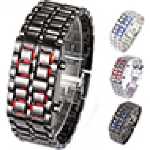 2021 New Punk Cool Fashion Men\s Women\s Unsex Stainless Steel LED Digital Quartz Bracelet Watch Wristwatch for Daily