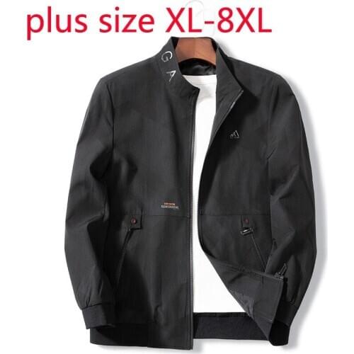 New Arrival Fashion Super Large Spring And Autumn Men Coat Standing Collar Casual Jacket Plus Size L-3XL 4XL 5XL 6XL 7XL 8XL