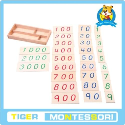 Wholesale professional montessori material wooden educational toy mathematics Small Wooden Number Cards With Box (1-3000)