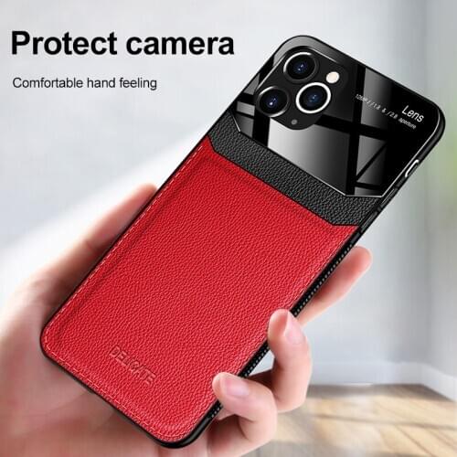 Shockproof Case for iPhone 11 Pro Max leather Mirror Glass Phone Back Cover for iPhone11 Pro Max iPhone11Pro Hard Protector