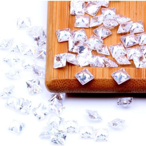 Size 2~10mm And Mix 2-7mm Sizes White Square Cubic Zirconia Stone Beads Loose CZ Zirconia For Jewelry Making Materrial