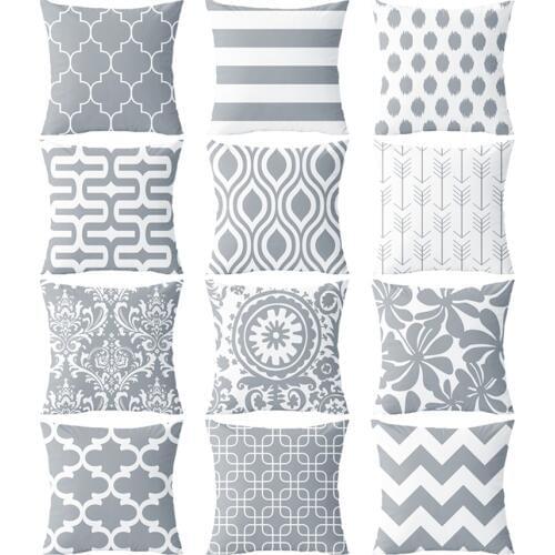 Grey Geometric Decorative Cushion Cover Home Decor Velvet Pillow Cover For Sofa 45*45cm Home Decor Geometric Pillows Case