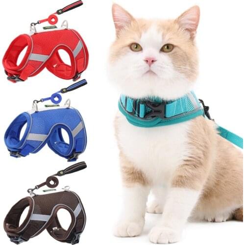 Mesh Pet Cat Harness and Leash Sets for Cats Kitten Sphynx Reflective Puppy Dog Harnesses Mascotas Supplies Gotas Accessories