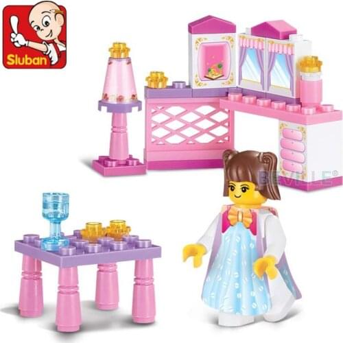 Sluban 35Pcs Girls Friends Princess Small Bedroom Room Model Building Blocks Creative Castle House Assembled Bricks Toys For Kid