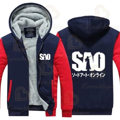 Hoodie Men Japan Anime Sword Art Online Hooded Sweatshirt Coat Winter Warm Fleece Thick Women Cosplay Jacket