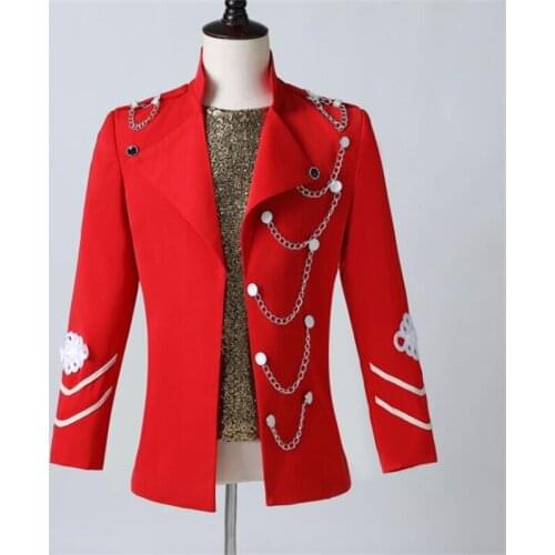 Factory red suits mens blazers star stage costume male singer magician host performance 블레이저 blazer homme блейзер мужской