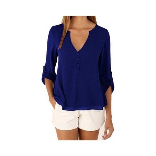 Xl 2xl 3xl European Fashion womens clothing Fund Long Sleeve V Lead Easy Will Code Chiffon Shirt Shirt T Pity 1016