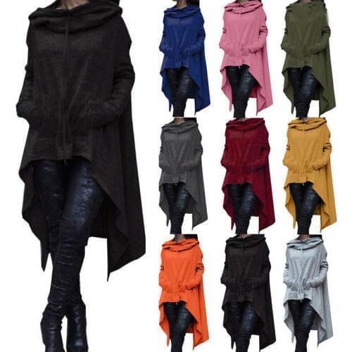 2017 Women Autumn Winter Casual Irregular Hooded Hoodies Long Sleeve Sweatshirt Long Pullover Plus Size S-XXL 4 Colors
