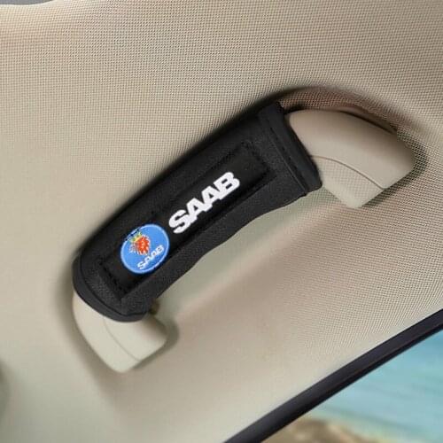 1 / 2PCS Auto Interior Accessories Car Roof Handle Protection Cover Pull Gloves Stickers Case For Saab 9-3 93 9-5 9 Car Styling