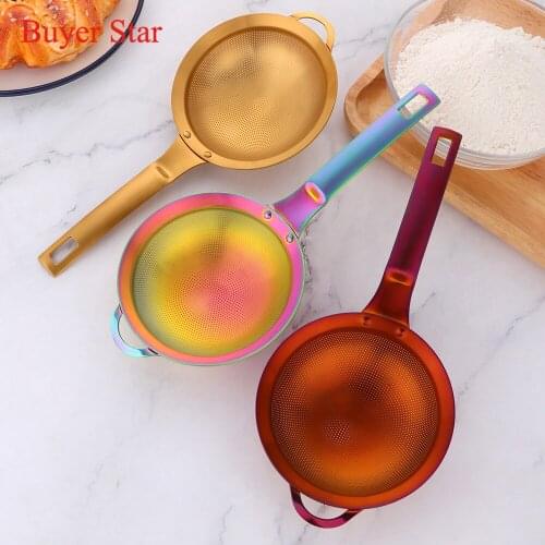 1PC Stainless Steel сито для муки Food Colander Kitchen Handheld Oil Strainer Flour Sifter Mesh Filter Baking Accessories