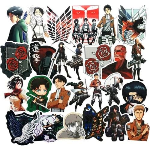 10/42Pcs/set Japanese Anime Attack on Titan Cartoon Sticker for DIY TOY Guitar Scrapbook Skateboard Snowboard Laptop Luggage