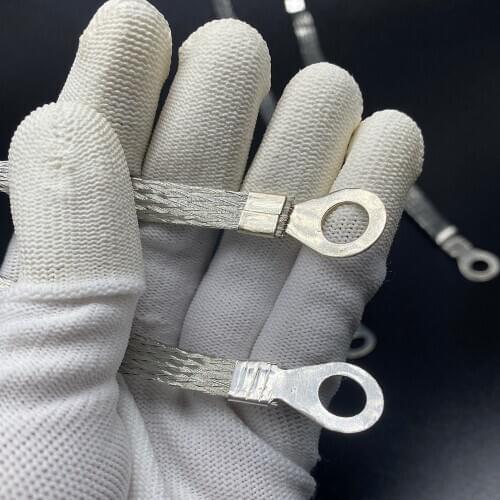 10pcs Ground Wire 6 Square Jumper Copper Clad Bridge Braided Belt Slot Bridge Jumper Tinned Copper Connection Cable 20mm-30mm