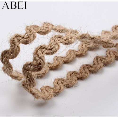 10Yards 10mm Zigzag Burlap Thread Hemp Lace Ribbon Handmade Jute Crafts DIY Scrapbooking Wedding Party Decoration Material