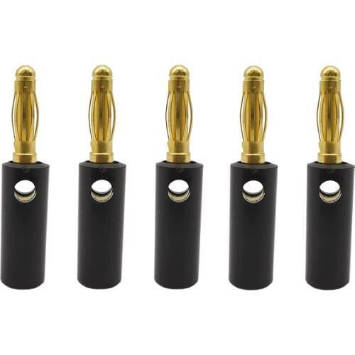 100pcs 4mm Banana Audio Speaker Screw Plugs 4mm Banane Cable Lantern Type Wire Connectors Gold Plated For loudspeaker Speacker